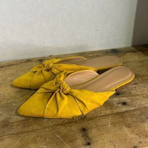 H & D Womens Yellow Pointed Toe Knotted Slip-on‎ Mule Flats Size 40